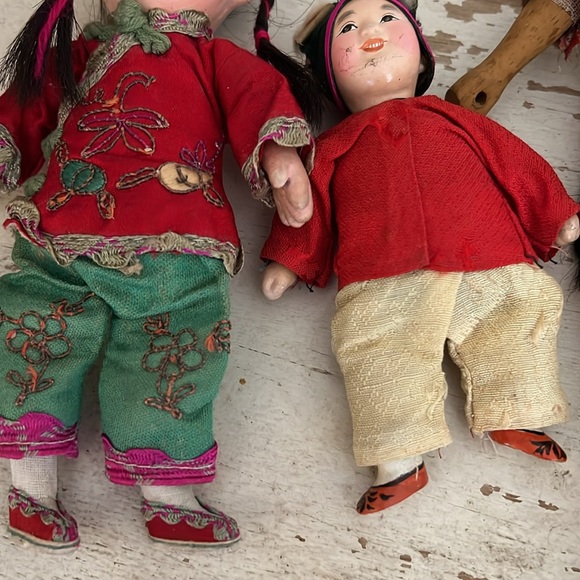Lot vintage antique Chinese Asian composition dolls - Picture 5 of 11